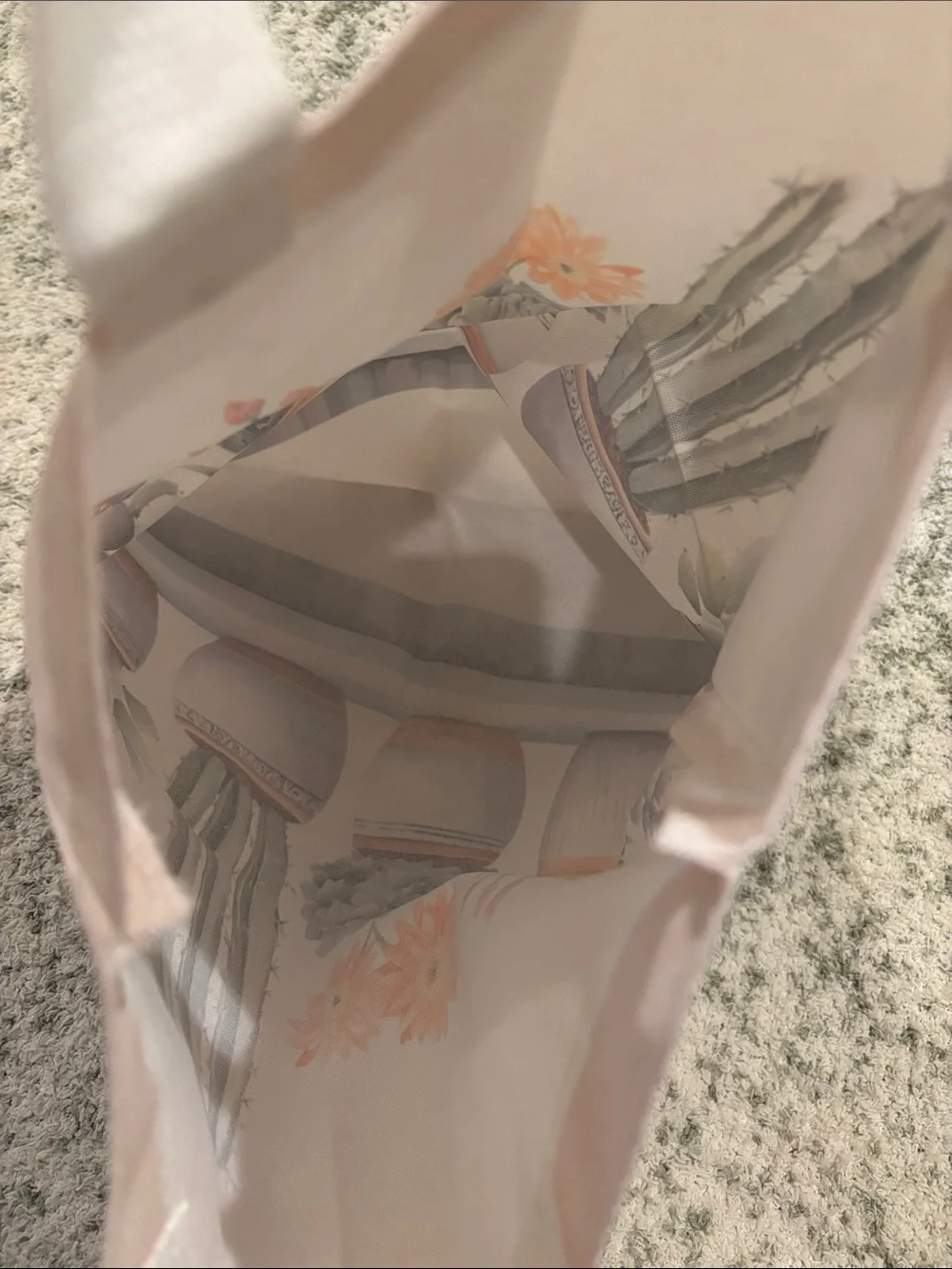 Southwest Desert Botanical Potted Cactus Succulent Poly Canvas Tote Bag NWT